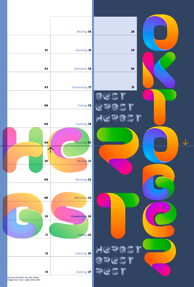 Kalender 2019 Typographie Oktober
